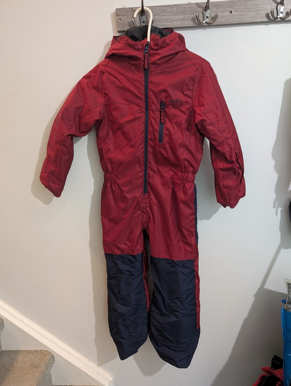 Kids Red and Navy One-Piece Snowsuit